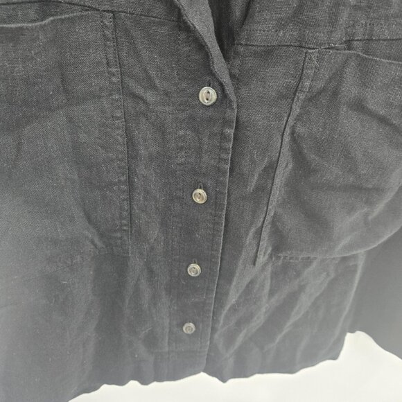 Universal Thread Black Linen Rayon Camp Button Down Short Sleeved Blouse Medium - Picture 4 of 10